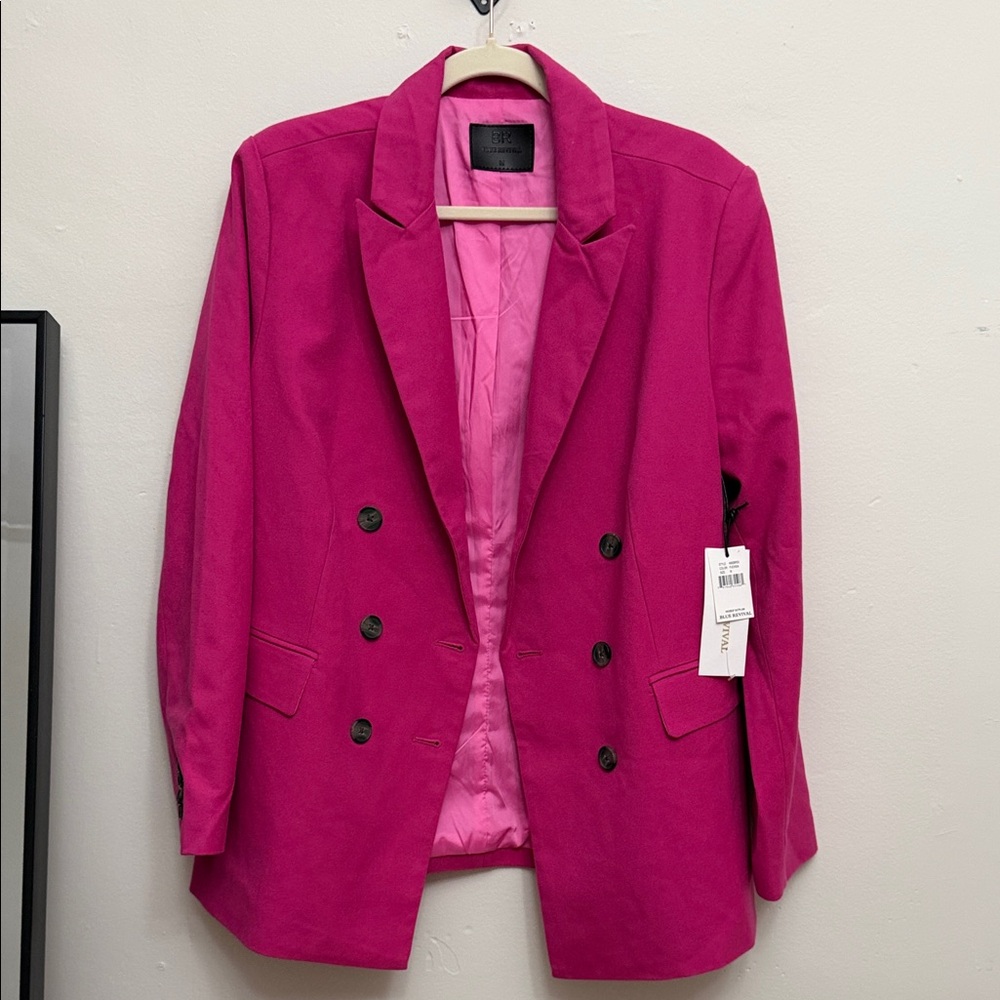 Vibrant Fuchsia Double-Breasted Blazer/ Oversize fit
